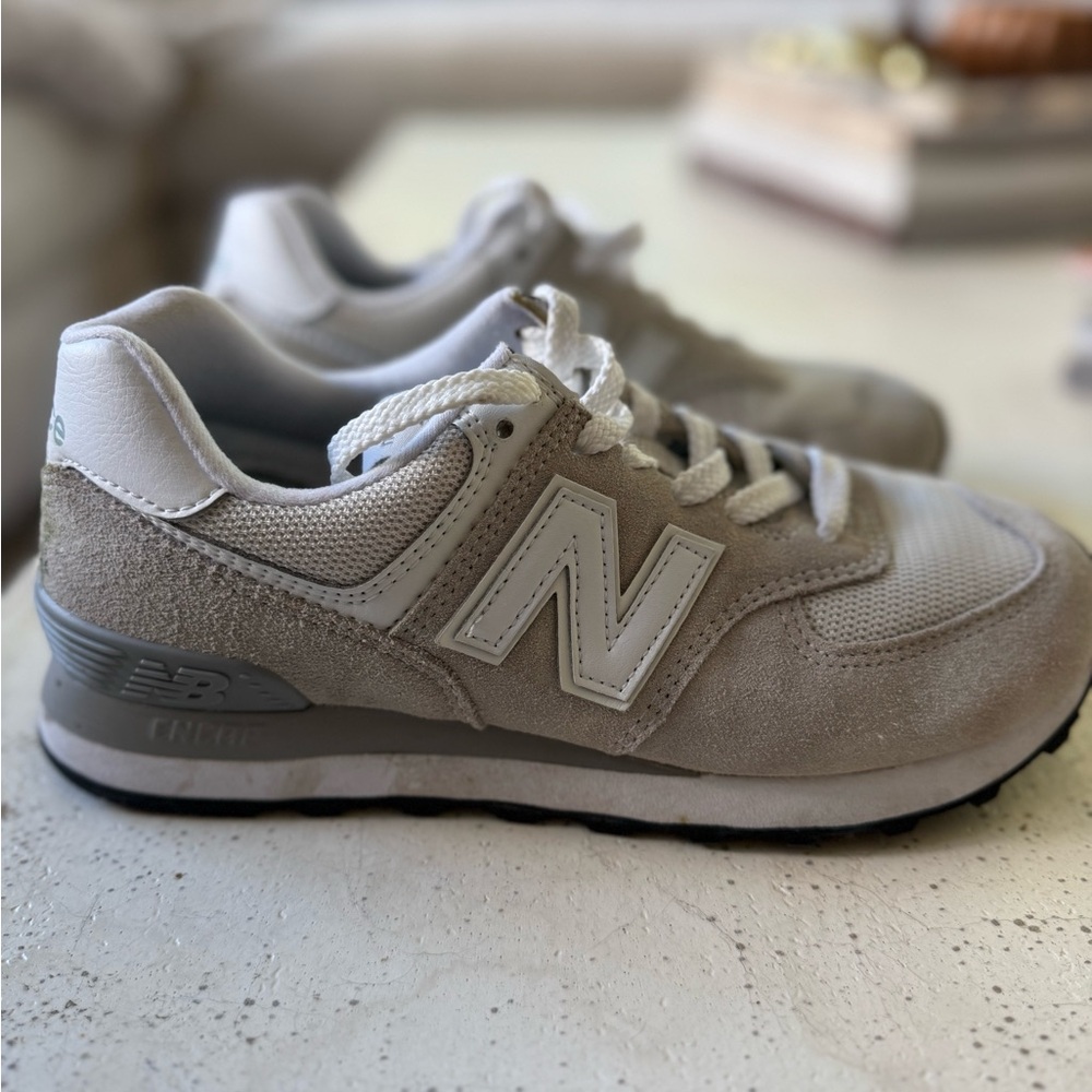 New Balance Light Gray and White Sneakers
